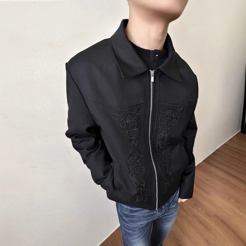 American Retro Carved Western Embroidered Jacket Men's Trendy Brand Cleanfit Niche Design Short Lapel Jacket American Retro Carved Western Embroidered Jacket Men's Trendy Brand Cleanfit Niche Design Short Lapel Jacket