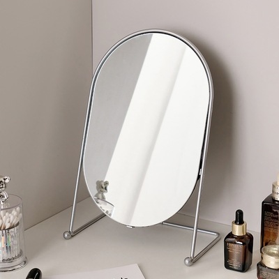 轻奢化妆镜卧室桌面铁艺学生宿舍梳妆镜子家用梳妆台美妆镜高清镜