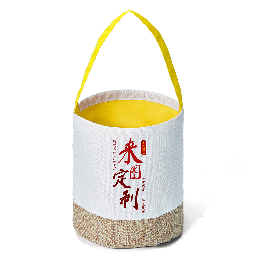 Bolsa de algodón y lino de colores contrastantes con empalme de cesta colorida, bolsa de regalo de Halloween de algodón y lino de 380g, se puede personalizar con imágenes xqds0189a