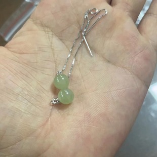 Natural Hetian jade tassel earrings female niche design high-grade cold wind 2024 new popular earrings earrings