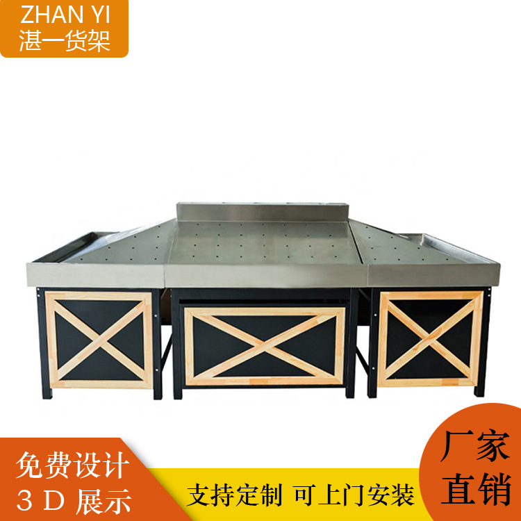 超市货架金属单双面便利店货架钢木货架母婴店超市金属架