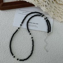 S925纯银黑玛瑙珠串项链ins小众设计韩系简约百搭叠戴锁骨链