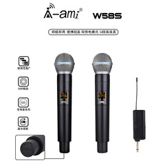 AMI W58S 1 対 2 充電式ユニバーサルマイク UHF ワイヤレスマイク金属ホーム KTV キャリングパフォーマンス
