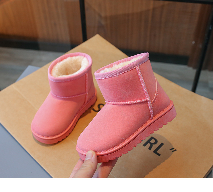Winter New Children's Shoes Children's 1-16 Year Old Solid Soft Sole Snow Boots Girls' One Step Plush Warm Cotton Shoes_voghion.com