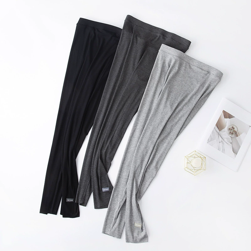Ribbed modal summer leggings, plus size, cooling touch, fine rib knit (black/dark grey/light grey)