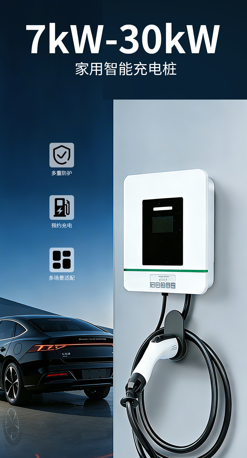 New Energy Vehicle Home Charging Station 7Kw Ac Slow Charging Supports Customization of National and European Standards, Direct from the Manufacturer