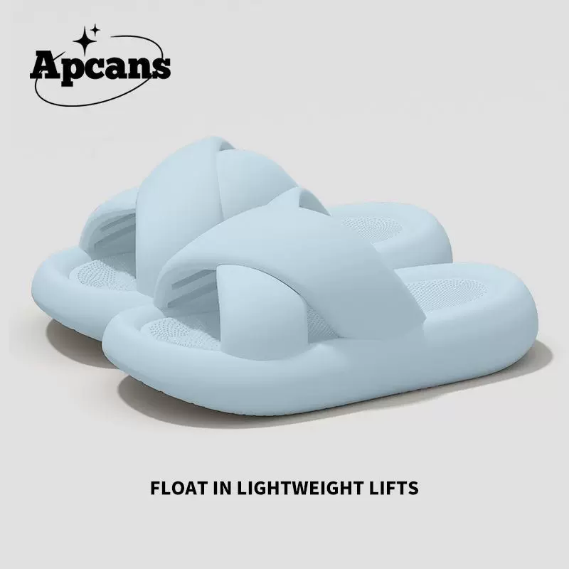 新款海盐蓝交叉凉拖鞋女外穿百搭软底防滑网红eva室内拖鞋女现货