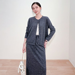 2025秋冬新款圆领长袖皇家羊驼毛针织开衫女简约百搭开衫外套薄