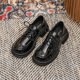 Thick soled loafers 2024 new single shoe British style women's shoes Spring lace up college JK shoes Women's small leather shoes