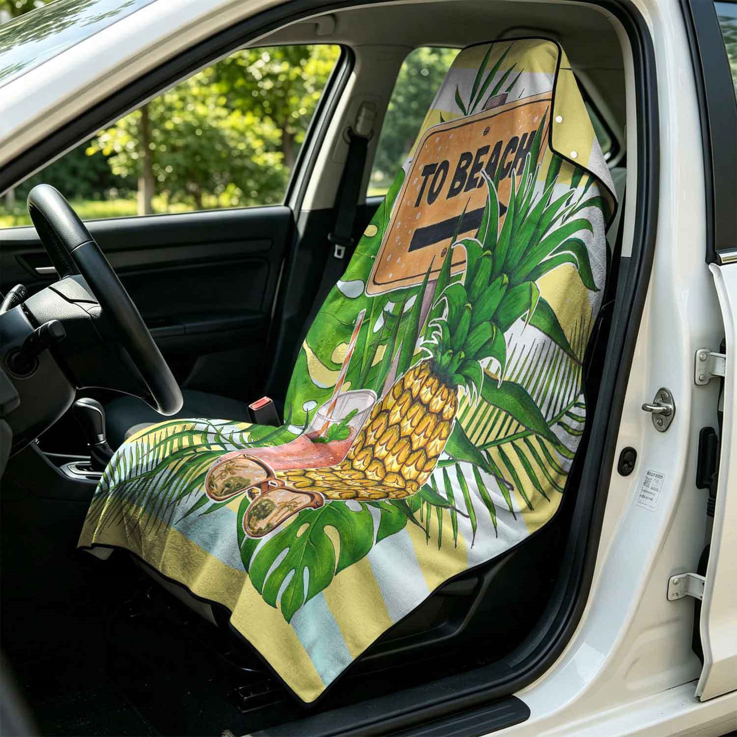 Summer bath towel and car seat cover 2-in-1, ultra-fine fiber outdoor beach and car dual-use universal seat cushion