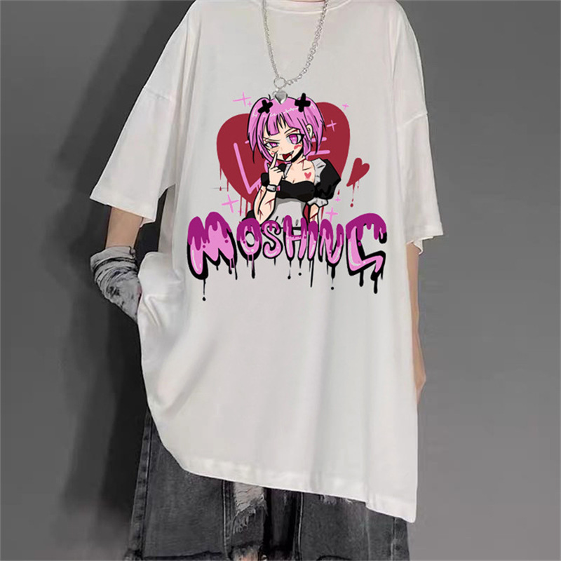Cross-Border Japanese Style Harajuku Style Cartoon Two-Dimensional Animation Short-Sleeved Men and Women Loose Couple Ins Trendy Hip-Hop T-Shirt Summer