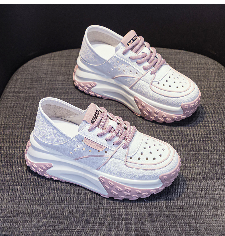 Giày sneaker nữ da thật đế dày phong cách thể thao tăng chiều cao, có thể xỏ như dép, mẫu hè 2026 — M2328 màu tím, M2328 màu đen, M2328 Màu Đỏ, M2328 màu xanh lá chi tiết 34
