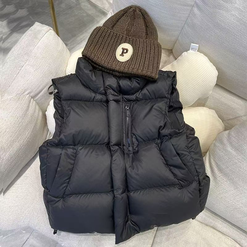 Children's winter vest, 2025 new Korean style, for medium and large children, thickened down cotton vest for girls.