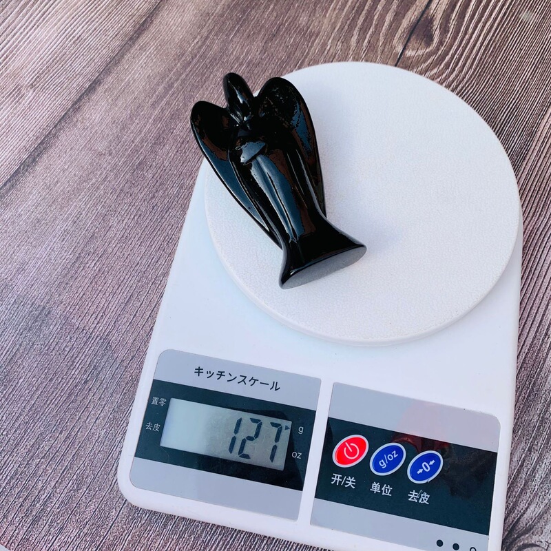 天然水晶黑曜石雕刻打磨水晶天使摆件家具办公摆件 图 2