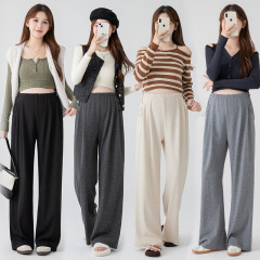 2025年春向け妊婦用パンツ、小柄な方向けのワイドレッグパンツ、腹部サポートなし、大きいサイズ、カジュアルな妊婦用ストレートパンツ