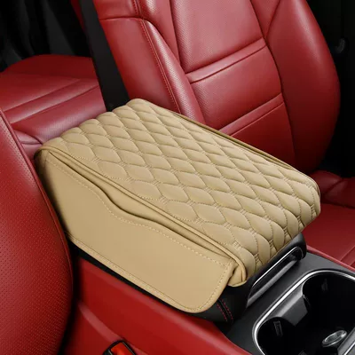 Storage Box Pad Heightening Pad | Armrest box pad - large-bingdoudou-beige-upgraded-style-with-pocket