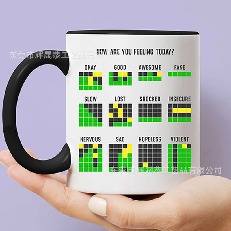 Transfronterizo nuevo de cerámica WORDLE MUG divertido Wording espacio creativo regalo TAZA