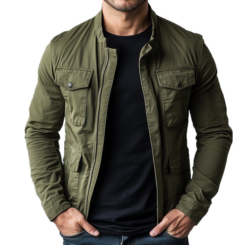 Europa y América vintage chaqueta de hombre primavera y otoño chaqueta de trabajo casual cuello largo cardigan de manga larga suelta comercio exterior ropa de hombre transfronteriza