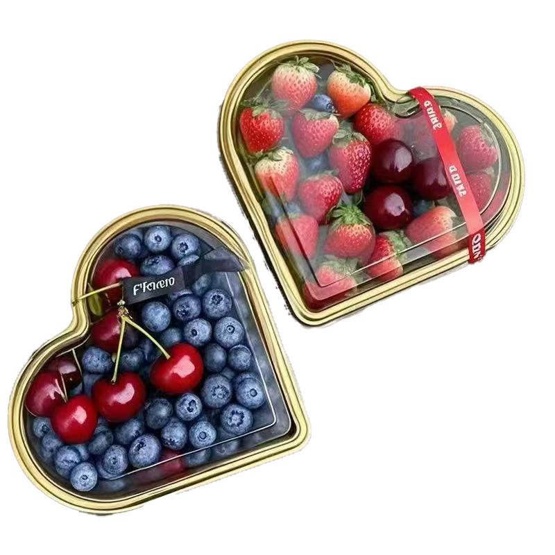 Caja de embalaje transparente de plástico PET con cubierta de oro desechable caja de embalaje de sushi salmón sashimi plato de fruta