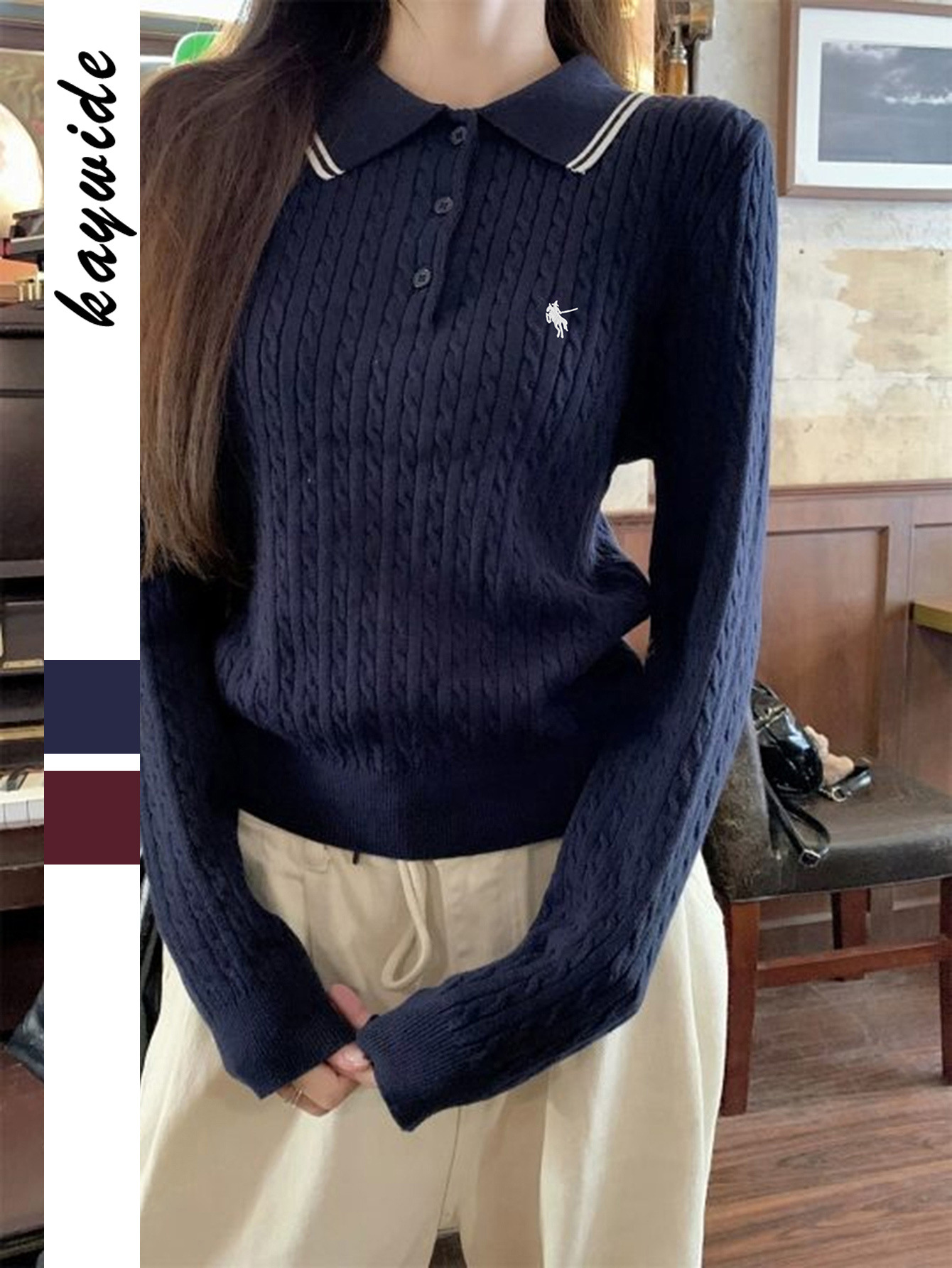 Kaikuo transfronterizo vacaciones europeas y estadounidenses de color sólido camisa de manga larga suéter de mujer 2025 otoño y invierno estación independiente de Amazon