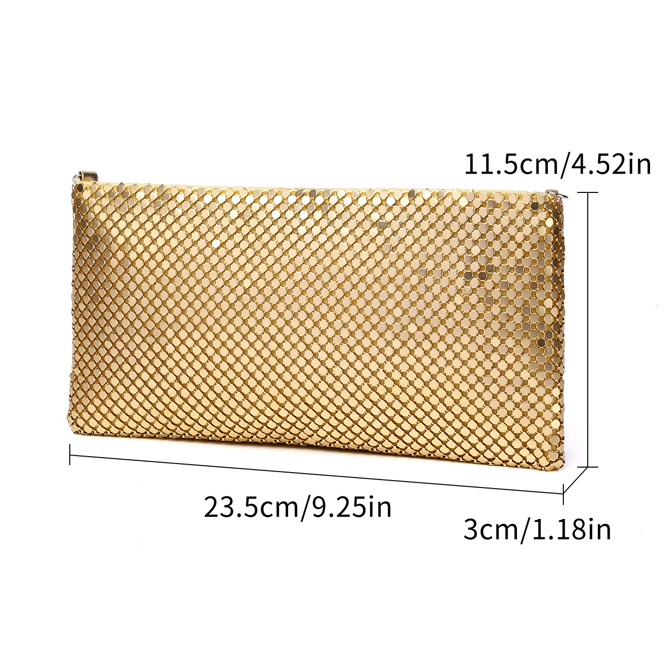 Black Gold Silver Polyester Solid Color Sequins Square Clutch Evening Bag display picture 4