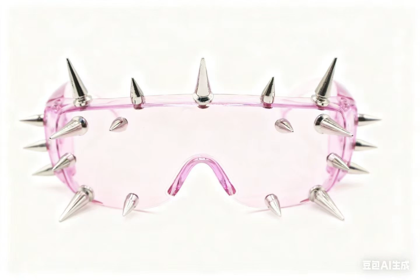 Sunglasses punk style, spike-studded fashion shades, black tinted lens