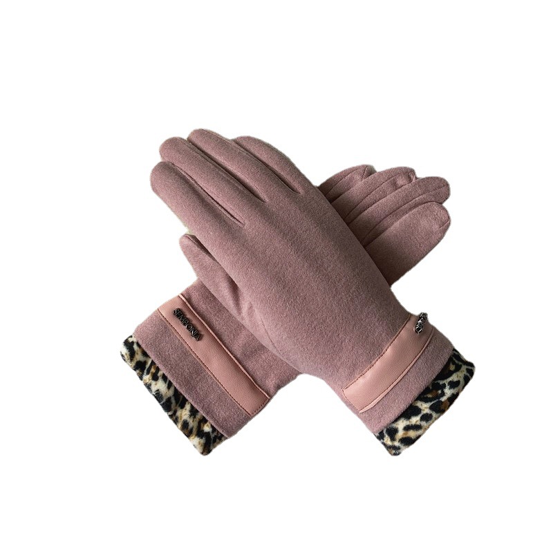 秋冬款德绒手套女保暖单色触屏骑行开车分指手套新款护肤现货批发