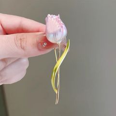 優雅粉色鬱金香胸針簡約氣質胸花韓版小眾花朵手工別針百搭衣飾女