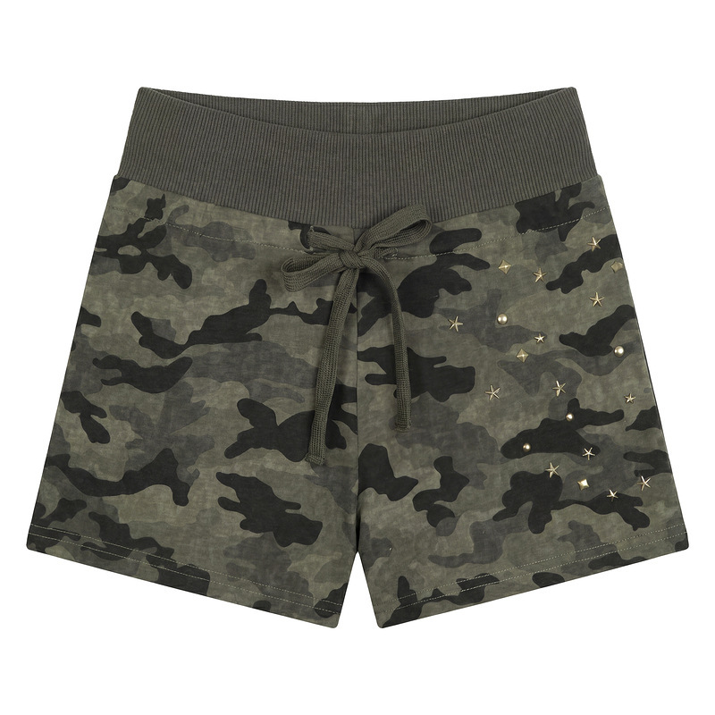 American-Style Street Fashion Camouflage Casual Shorts for Women, Summer Elastic Waist Drawstring Slimming Straight-Leg Three-Quarter Hot Pants American-Style Street Fashion Camouflage Casual Shorts for Women, Summer Elastic Waist Drawstring Slimming Straight-Leg Three-Quarter Hot Pants