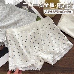 森系花柄 ボクサーパンツ レディース 夏 薄手 綿100% シームレス セーフティパンツ