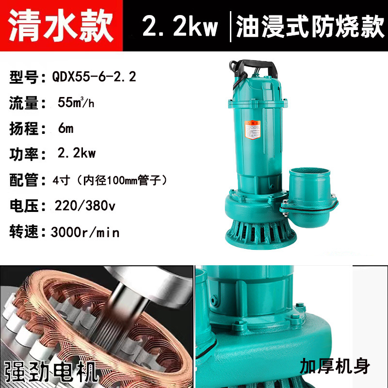 정수펌프-화상방지형-인민형-(관개용) 4인치 2200와트 7m선