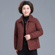 小个子中老年妈妈冬装时尚菱格短款棉服女2025新款轻薄棉衣小棉袄