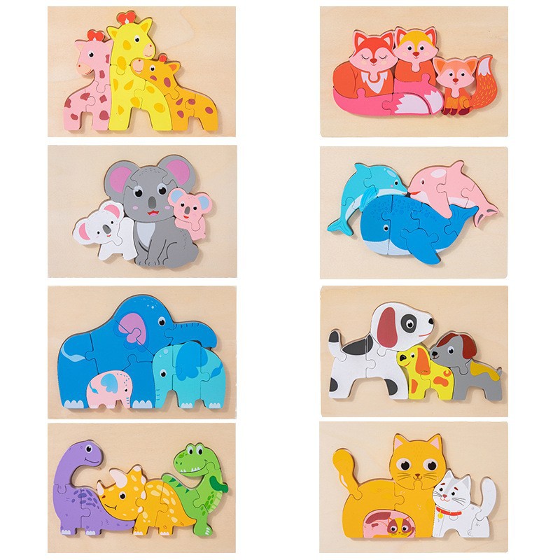 1-2-3-4 años de edad de los niños de madera grande hebilla montaje rompecabezas bebé educación temprana juguetes educativos para niños y niñas