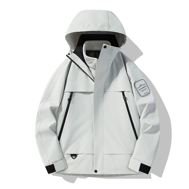 2025 Autumn and Winter New Outdoor Men's Jacket Two-Piece Set Casual Fashion Warm Hooded Sweatshirt Youth Jacket