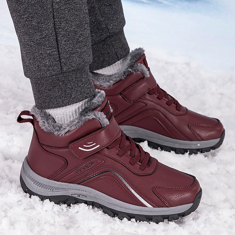 Хлопковая обувь Foot Jianli для мам, зимние утолщенные теплые хлопковые сапоги на флисовой подкладке для среднего и пожилого возраста, женские уличные Нескользящие зимние сапоги