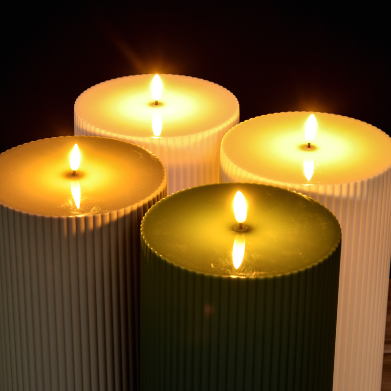 Transfronterizo para la decoración del hogar de cumpleaños de velas LED de banda gruesa vertical francesa retro verde oscuro velas electrónicas