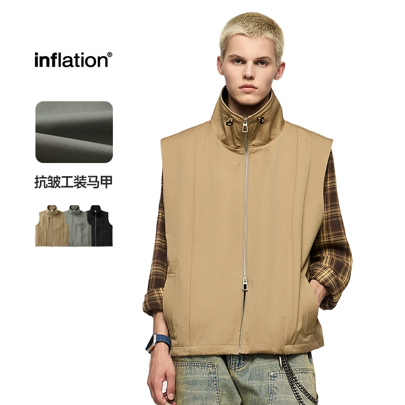 INF Мужская одежда | Рабочий жилет против морщин 2024, осенне-зимний новый японский стиль, функциональный уличный модный бренд, уличный жилет, куртка