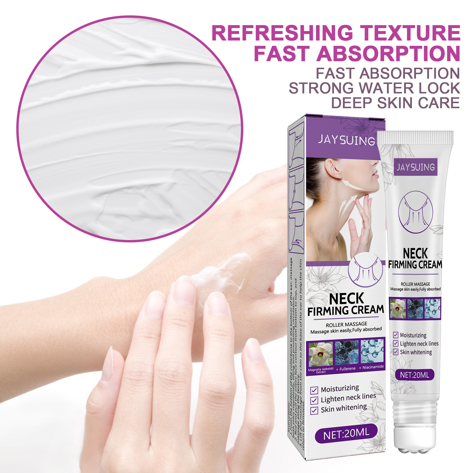 Cremă de înfrumusețare pentru gât Jaysuing cu rolă în formă de V, pentru a atenua liniile fine, a strânge și a ridica aspectul gâtului._voghion.com
