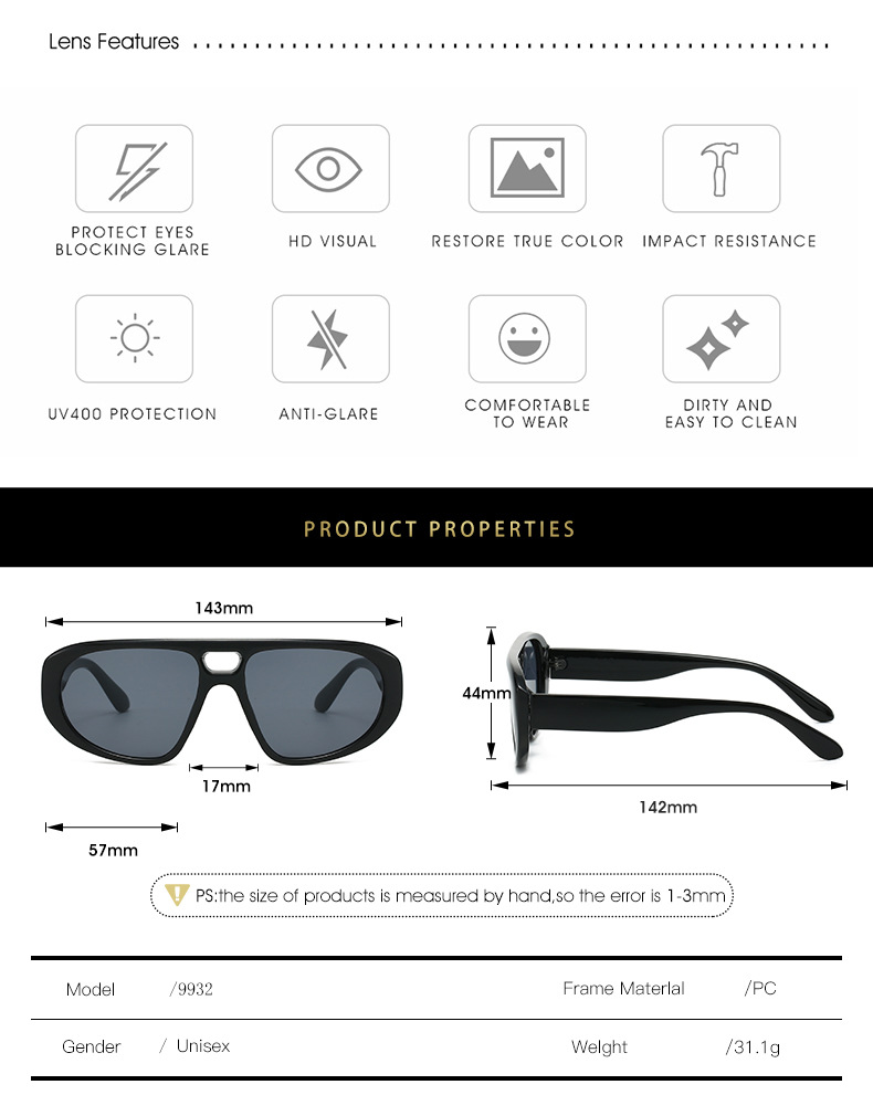 Trendy Aviator Toad Frame Sunglasses Retro High End Large Frame Anti Ultraviolet Sunglasses_voghion.com