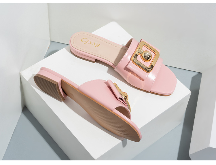 Slides für Mädchen Cross Border Neue Damen-Sandalen mit Metallschnalle und dicken Schuhen_voghion.com