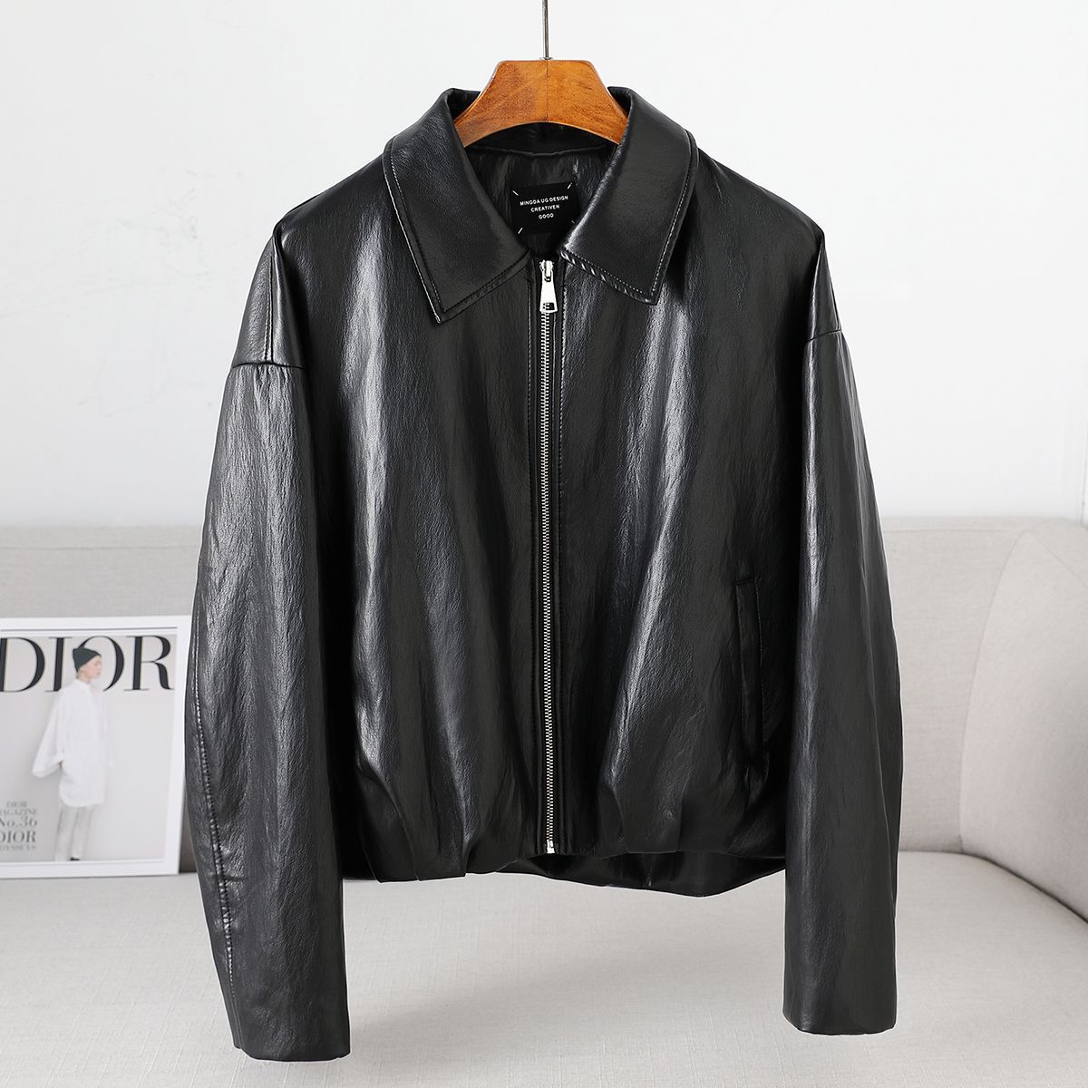 Small Quantity of Clothing 2025 Haining Autumn and Winter New Casual Women's Pu Leather Jacket Simple Korean Style Leather Jacket Top