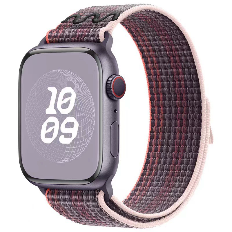 Плетёный нейлоновый браслет для часов (совместим с Apple, Nike), дышащий, размеры 20/22 мм для 38–49 мм