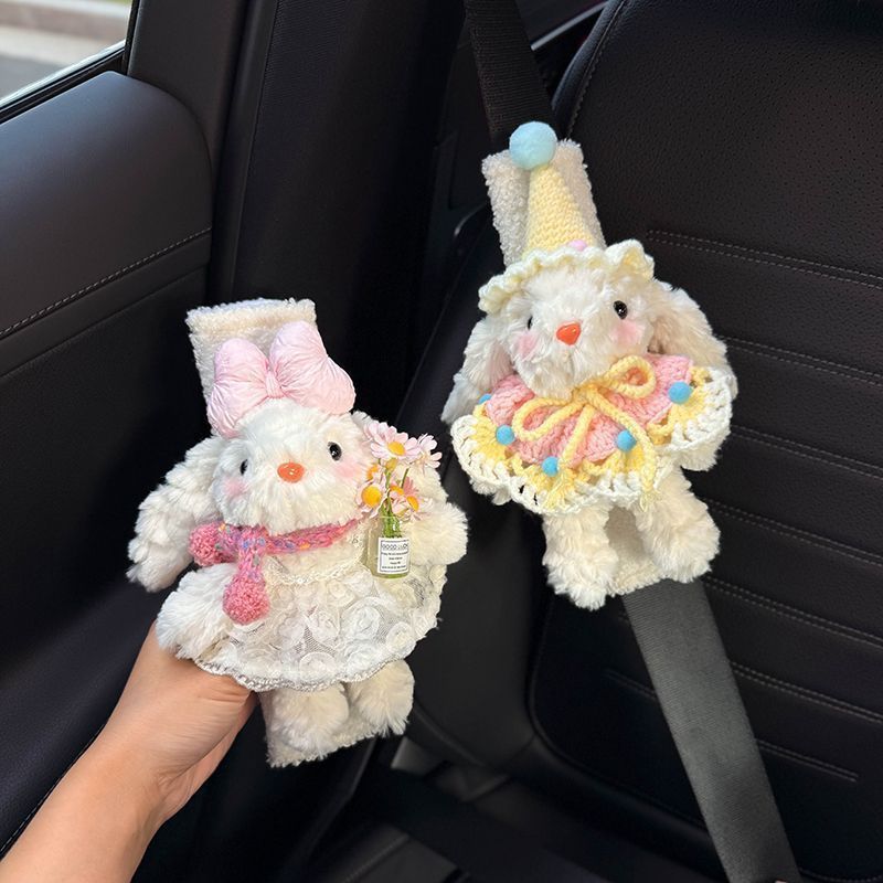 Cute Rabbit Car Seat Belt Shoulder Cover Car-Mounted Women's Anti-Wear Clothing High-End Cute Car Couple Pair