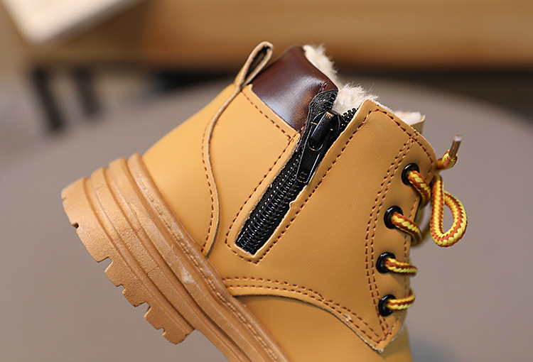 Winter New Children's Snow Boots with Plush and Warm Cotton Shoes for Boys, Yellow Boots for Girls, Martins Boots_voghion.com
