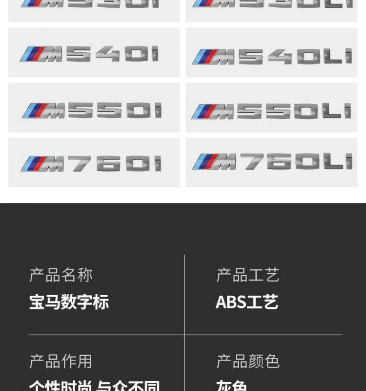 Suitable for BMW gray M330i, M340i, M430i, M530i, M540i, and 550i models; used for the rear emblem and number plate