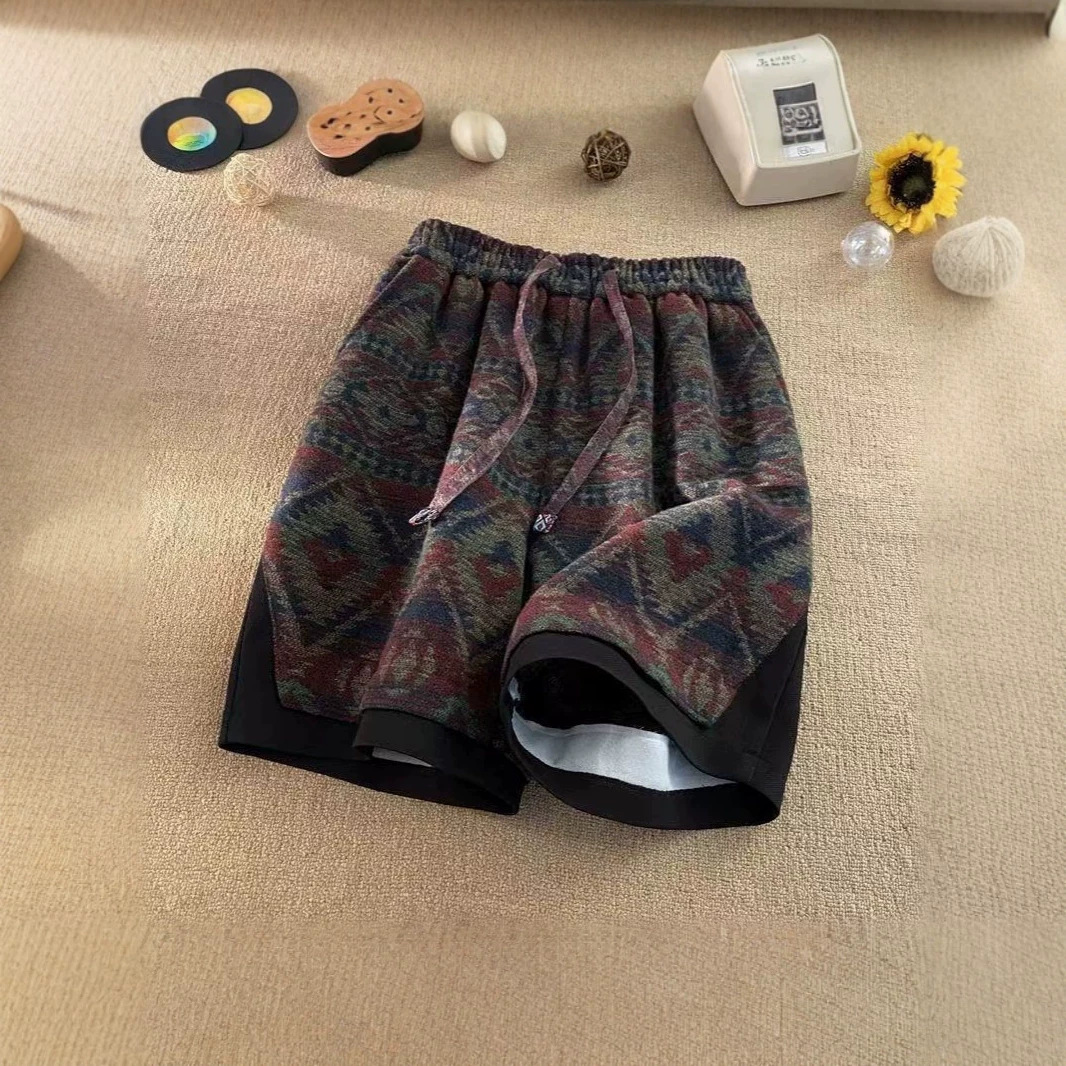 Summer Men's Stylish Loose Fitting High Waisted Casual Shorts Versatile Straight Leg Five Point Pants_viptrois.com