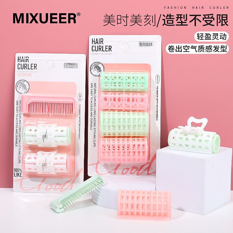 Wholesale In-Stock Double-Layer Snap-On Plastic Hair Curlers for Voluminous Styling, Self-Adhesive Bangs Curlers, Hair Curling Tools