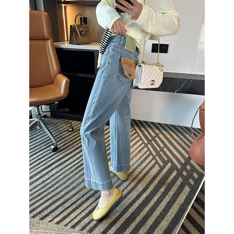 KH209 must enter ~ my dish! High Waist Cropped Wide Leg Jeans Women's 2025 Chunxin Four-sided Pants