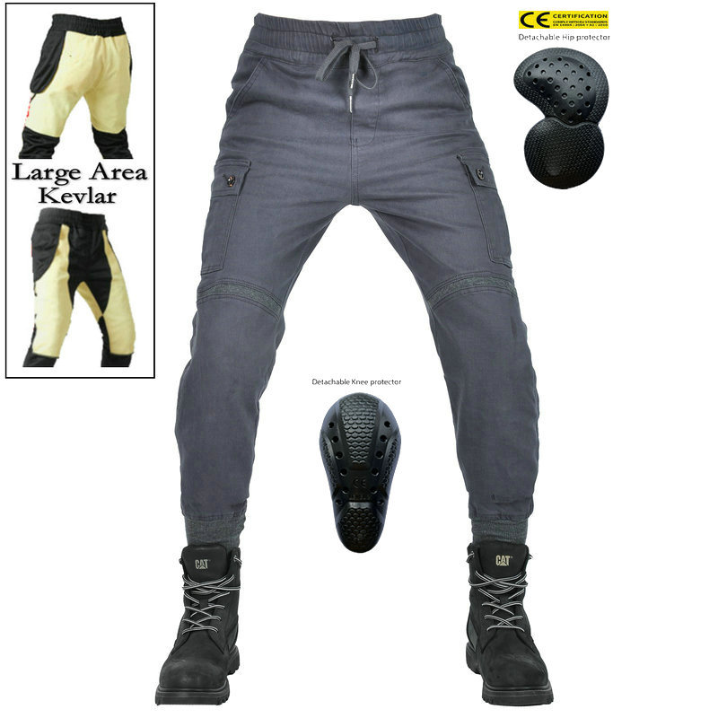 Pantalones de montar motocicleta casual motocicleta kevlar resistente a la caída a prueba de viento jeans hilo corsé pantalones pie camuflaje overoles