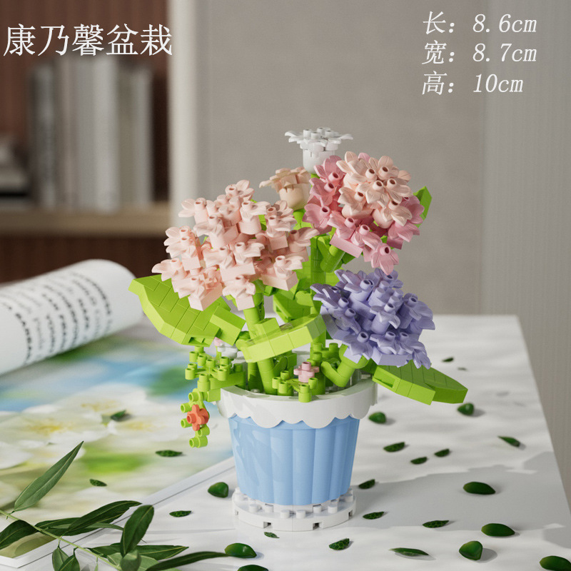 Caja de flores compatible con palabras clave de alta rosa bloques de construcción buquete de flores inmortales juguetes de ensamblaje ornamentos hechos a mano regalos de Año Nuevo